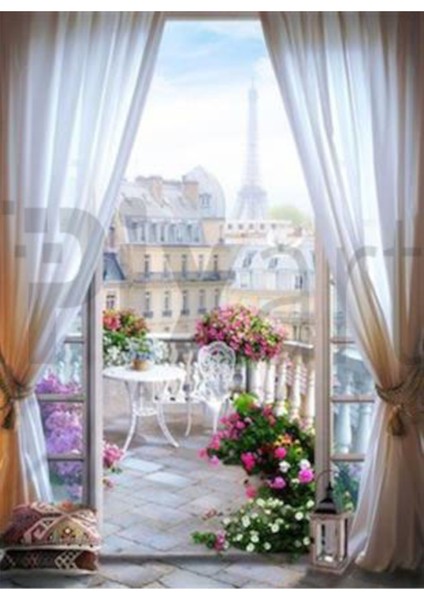 Eyfel Manzarası Pixart Sanat Elmas Mozaik Tablo Diamond Türkiye 40 x 55 cm