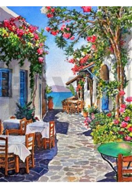 Denize Çıkan Çiçekli Yol Pixart Sanat Elmas Mozaik Tablo Diamond Türkiye 41*53