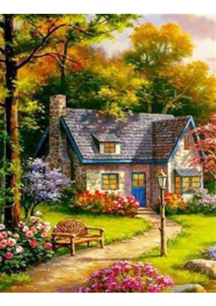 Ormandaki Ev Pixart Sanat Elmas Mozaik Tablo Diamond Türkiye 45 x 55 cm