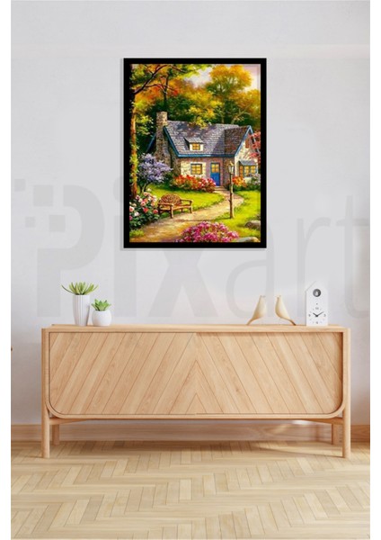 Ormandaki Ev Pixart Sanat Elmas Mozaik Tablo Diamond Türkiye 45 x 55 cm modelleri