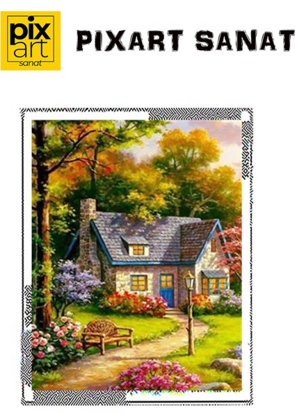 Ormandaki Ev Pixart Sanat Elmas Mozaik Tablo Diamond Türkiye 45 x 55 cm fırsatları