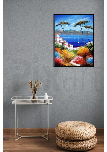 Çalılar Arasından Deniz Pixart Sanat Elmas Mozaik Tablo Diamond Türkiye 41 x 55 cm modelleri
