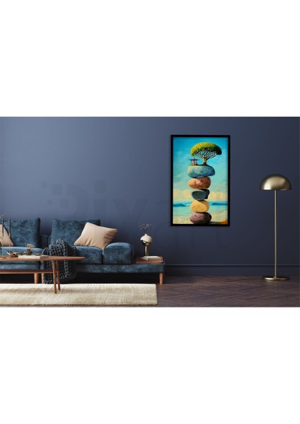 Renkli Taşlar ve Ağaç Pixart Sanat Elmas Mozaik Tablo Diamond Türkiye 43 x 66 cm fiyatları