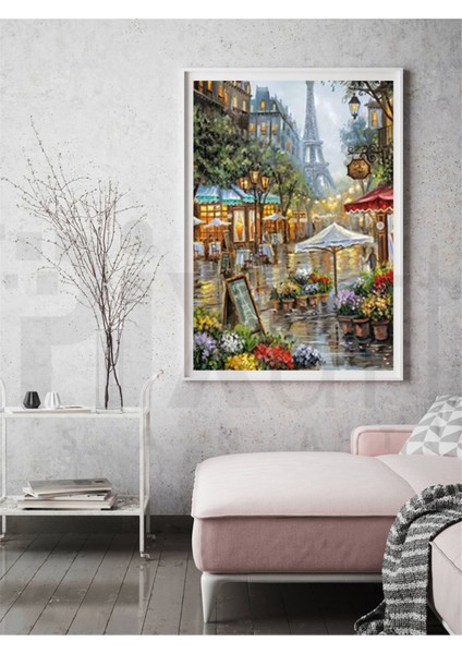 Çiçekli Paris Sokakları Pixart Sanat Elmas Mozaik Tablo Diamond Türkiye 56 x 71 cm modelleri