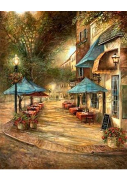 Restaurant Sokağı Pixart Sanat Elmas Mozaik Tablo Diamond Türkiye 46 x 56 cm