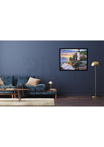 Taş Evin Yanındaki Fener PixArt Sanat Elmas Mozaik Tablo Diamond Türkiye 56*43 fiyatları