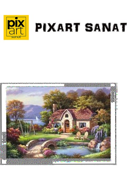 Taş Köprülü Ev Pixart Sanat Elmas Mozaik Tablo Diamond Türkiye 74 x 51 cm fırsatları
