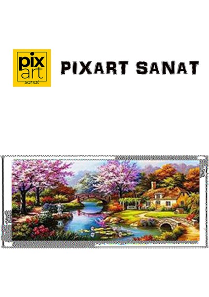 Renkli Doğa Manzarası Pixart Sanat Elmas Mozaik Tablo Diamond Türkiye 104 x 53 cm fırsatları