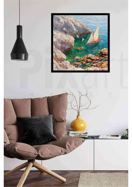 Kayalıktaki Kayık Pixart Sanat Elmas Mozaik Tablo Diamond Türkiye 56 x 56 cm fiyatları