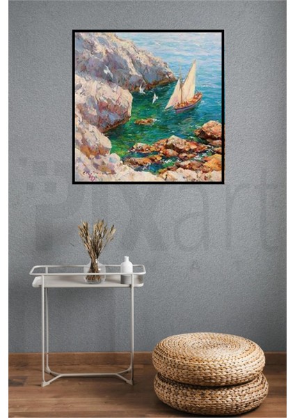Kayalıktaki Kayık Pixart Sanat Elmas Mozaik Tablo Diamond Türkiye 56 x 56 cm modelleri
