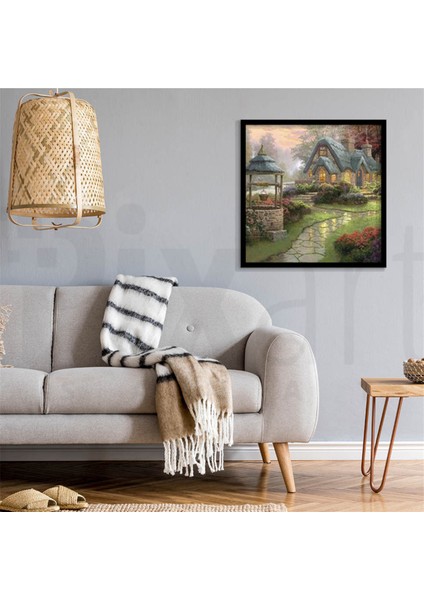Taş Yollu Ev Pixart Sanat Elmas Mozaik Tablo Diamond Türkiye 51 x 51 cm modelleri