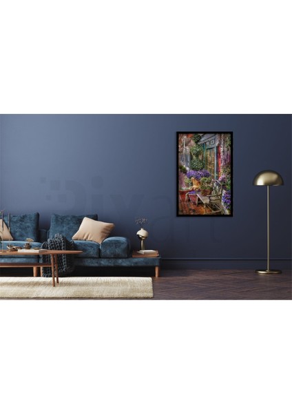 Mor Çiçekli Sokak Pixart Sanat Elmas Mozaik Tablo Diamond Türkiye 36*51 fiyatları