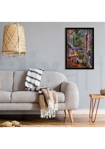 Mor Çiçekli Sokak Pixart Sanat Elmas Mozaik Tablo Diamond Türkiye 36*51 modelleri