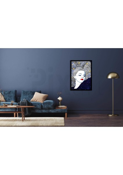 Saclarimda Yildizlar 40 x 60 Elmas Mozaik Tablo