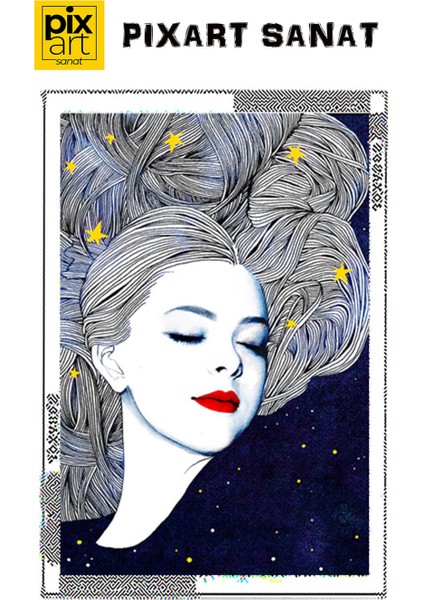 Saclarimda Yildizlar 40 x 60 Elmas Mozaik Tablo