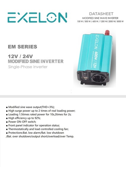 600W 12V Modifiye Inverter