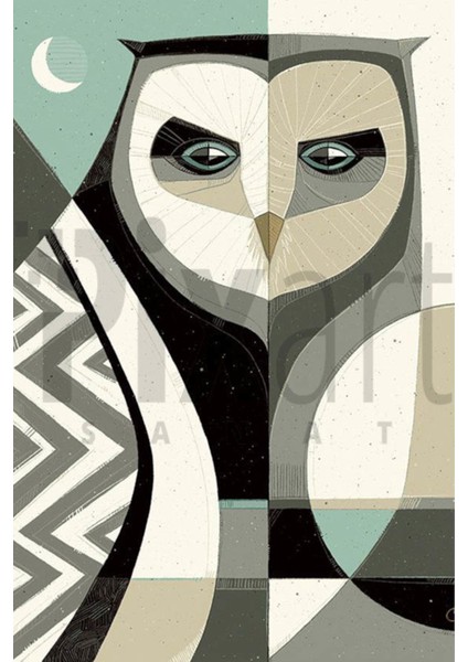 Sanatsal Baykus 43 x 60 Elmas Mozaik Tablo