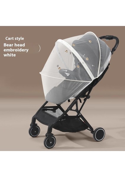 Pram Cibinlik Tam Kapak Bebek Sivrisinek Önleyici Kapak Nakış Gazlı Bez Güneşlik Perde Yaz Nefes Alabilir (Yurt Dışından)