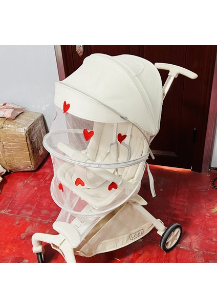 Pram Cibinlik Tam Kapak Bebek Sivrisinek Önleyici Kapak Nakış Gazlı Bez Güneşlik Perde Yaz Nefes Alabilir (Yurt Dışından)