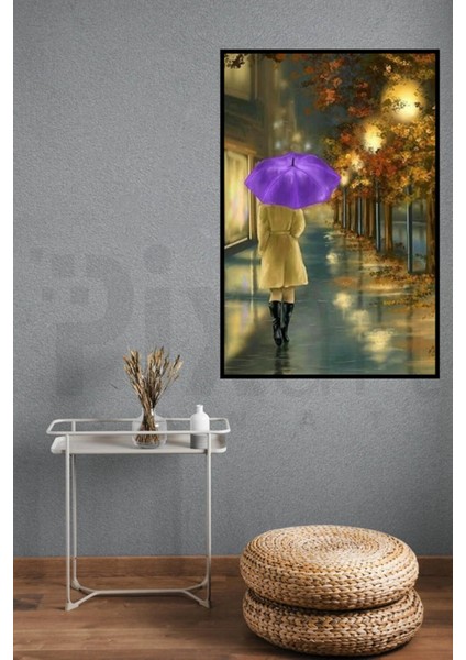 Mor Şemsiyeli Kadın 35 x 53 cm fiyatları