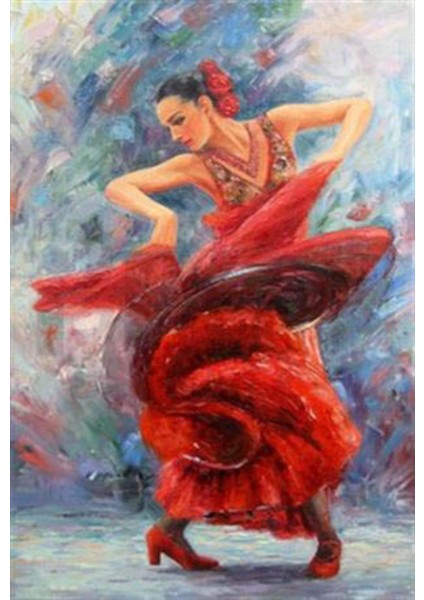 Kırmızı Elbiseli Ispanyol 40 x 60 cm