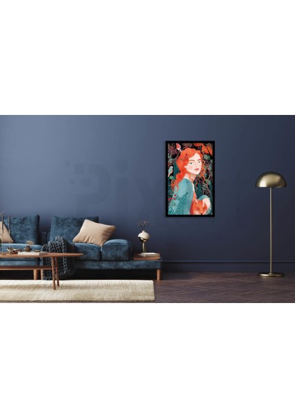 Kizil Sacli Kadin Ve Hayvanlari 40 x 60 Elmas Mozaik Tablo fiyatları
