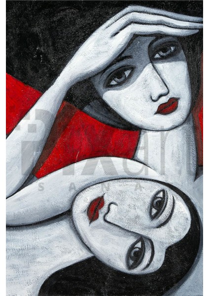 Bos Bakisli Iki Kadin 40 x 50 Elmas Mozaik Tablo