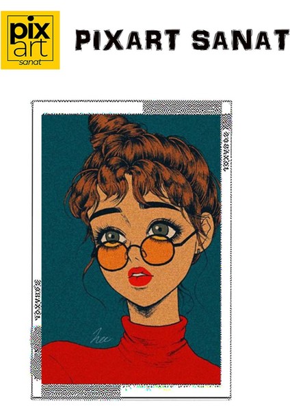 Gozluklu Kadin 40 x 60 Elmas Mozaik Tablo fırsatları