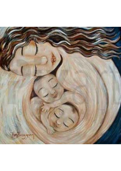 Anne ve Cocuklari 40 x 40 Elmas Mozaik Tablo