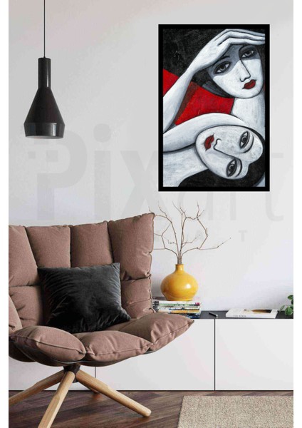 Bos Bakisli Iki Kadin 40 x 50 Elmas Mozaik Tablo modelleri