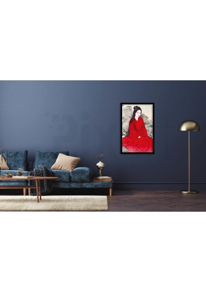 Kirmizi Elbiseli Japon Kadin 40 x 60 Elmas Mozaik Tablo fiyatları