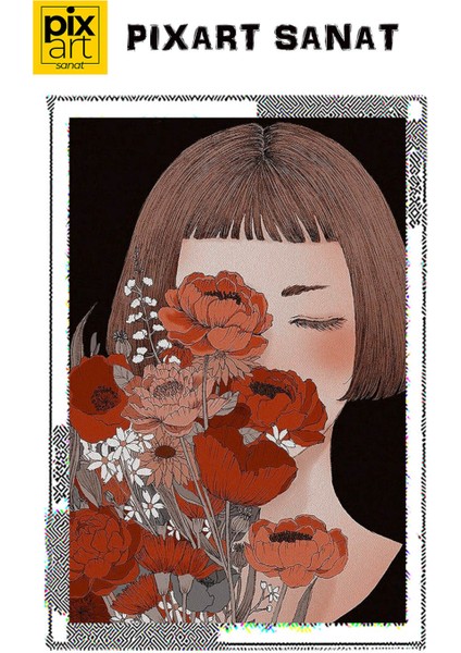 Cicekli Mutsuz Kadin 40 x 60 Elmas Mozaik Tablo fırsatları