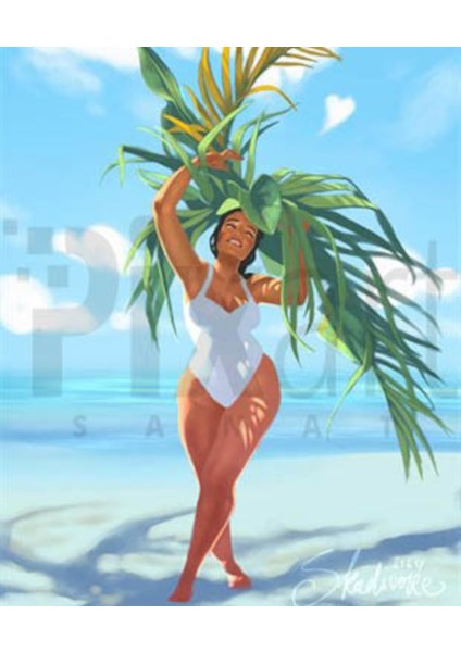 Yaz Gunu Ve Guzel Kadin 43 x 50 Elmas Mozaik Tablo