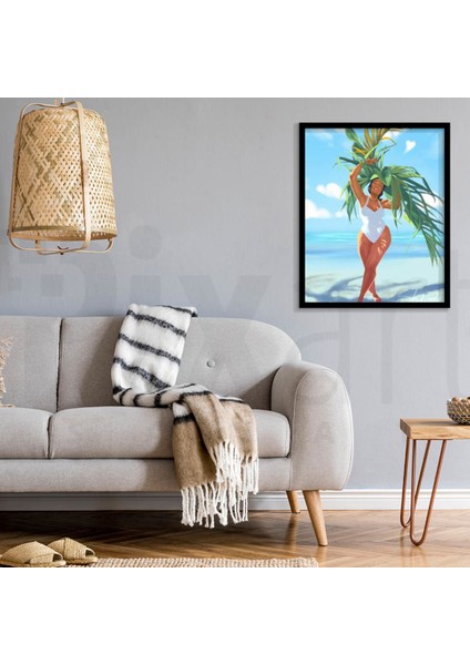 Yaz Gunu Ve Guzel Kadin 43 x 50 Elmas Mozaik Tablo modelleri