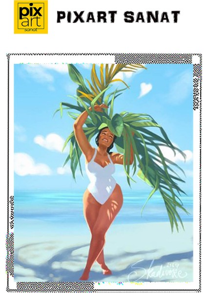 Yaz Gunu Ve Guzel Kadin 43 x 50 Elmas Mozaik Tablo fırsatları