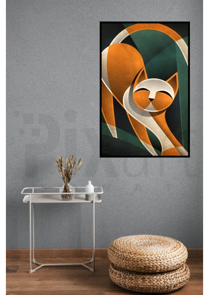 Sanatsal Kedi 43 x 60 Elmas Mozaik Tablo modelleri