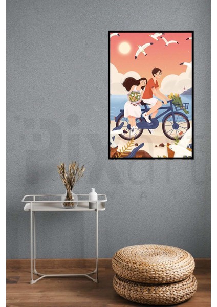 Bisiklet Suren Cift 40 x 50 Elmas Mozaik Tablo modelleri