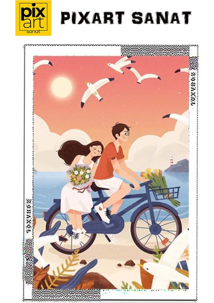 Bisiklet Suren Cift 40 x 50 Elmas Mozaik Tablo fırsatları
