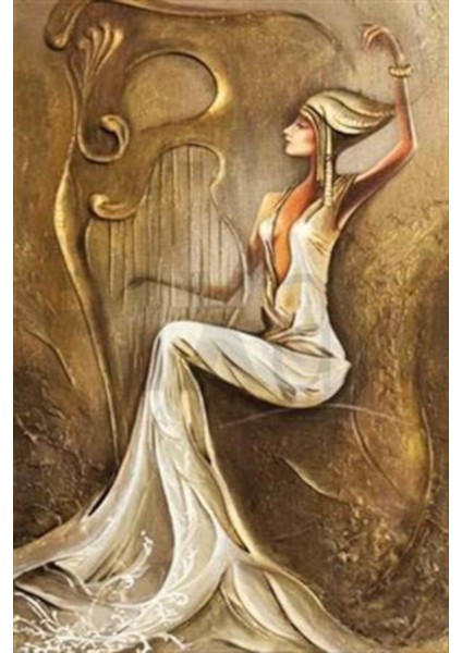 Kızıl Arp Çalan Kadın 37 x 56 cm