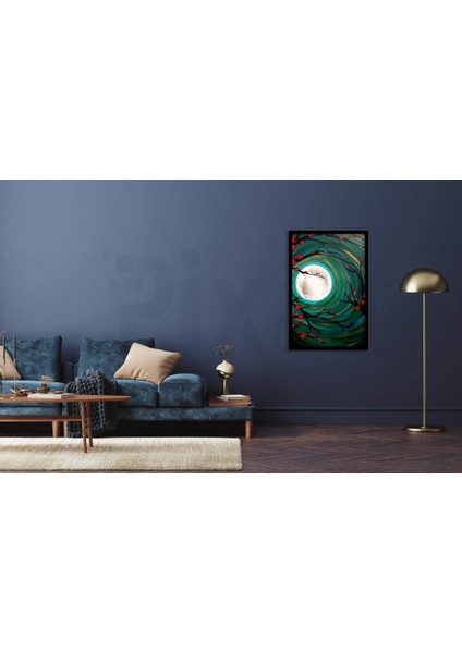 Pembe Cicekli Agac Ve Ay 40 x 50 Elmas Mozaik Tablo fiyatları