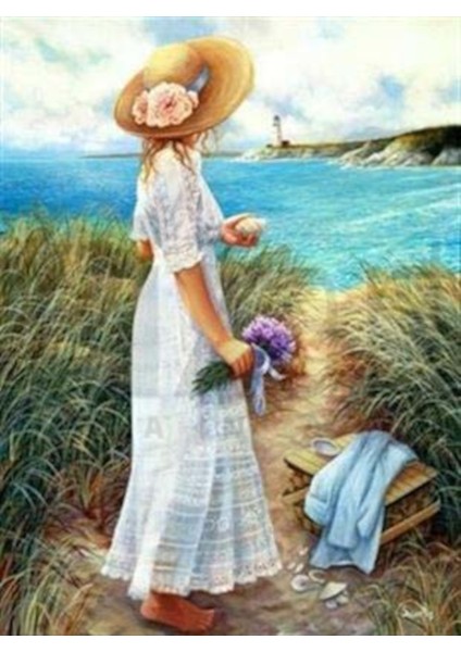 Deniz Kıyısında Bekleyen Kadın 43 x 55 cm