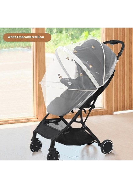 Pram Cibinlik Tam Kapak Bebek Sivrisinek Önleyici Kapak Nakış Gazlı Bez Güneşlik Perde Yaz Nefes Alabilir (Yurt Dışından)