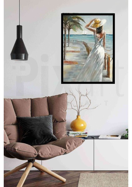 Sahildeki Beyazlı Kadın 46 x 61 cm modelleri