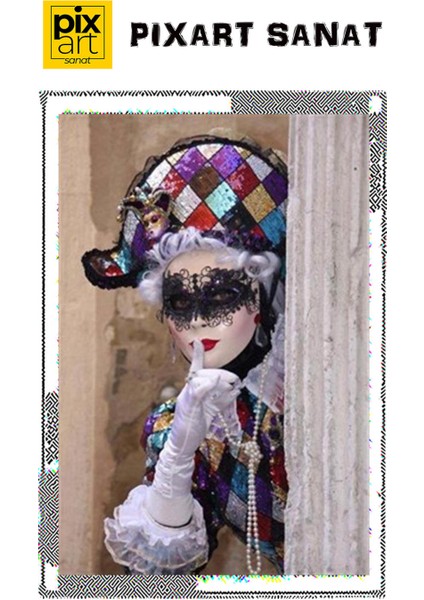 Maskeli Kadın Pixart Sanat Elmas Mozaik Tablo 41 x 58 cm fırsatları