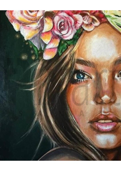 Saçlarımda Gül Taç Pixart Sanat Elmas Mozaik Tablo Diamond Türkiye 41 x 51 cm