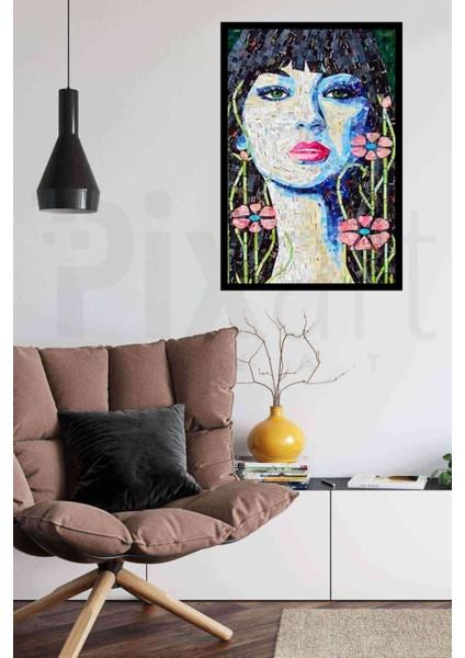 Modern Kadınn Pixart Sanat Elmas Mozaik Tablo Diamond Türkiye 53 x 79 cm modelleri