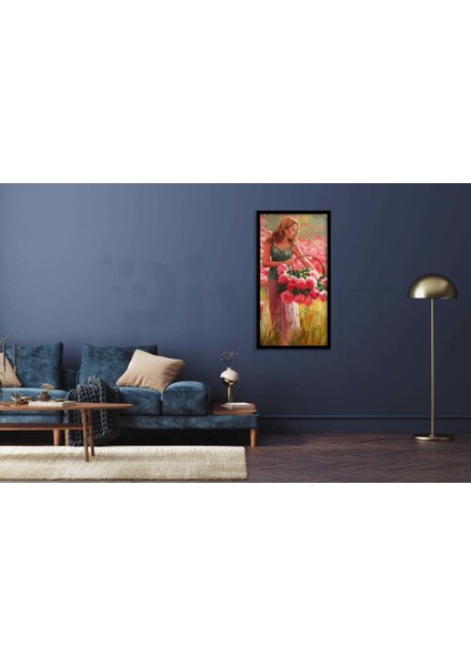 Gül Toplayan Kadın Pixart Sanat Elmas Mozaik Tablo Diamond Türkiye 28 x 53 cm fiyatları