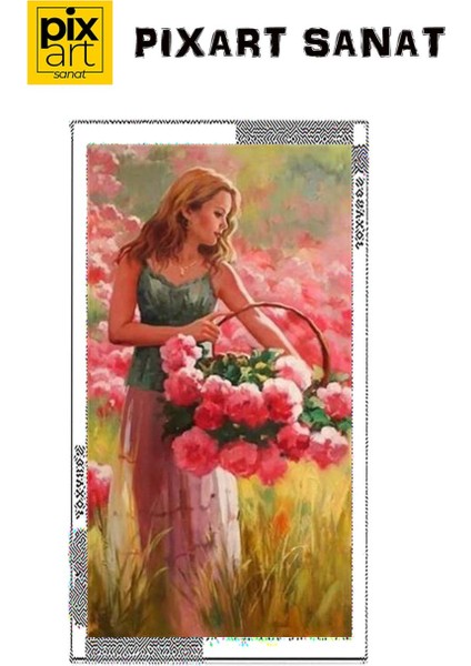 Gül Toplayan Kadın Pixart Sanat Elmas Mozaik Tablo Diamond Türkiye 28 x 53 cm fırsatları