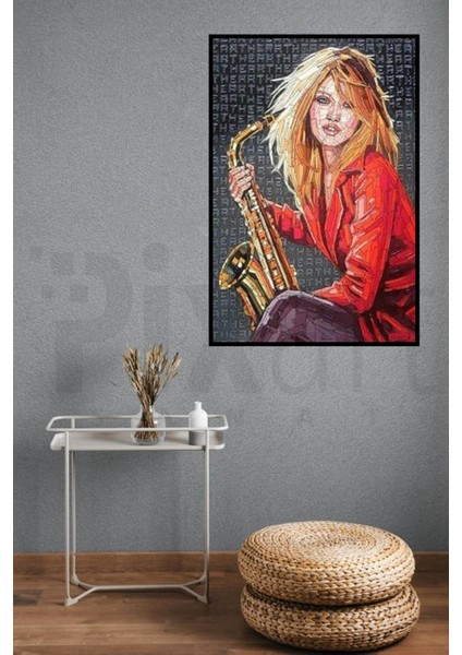Kırmızı Ceketli Kadın Pixart Sanat Elmas Mozaik Tablo Diamond Türkiye 48 x 74 cm modelleri