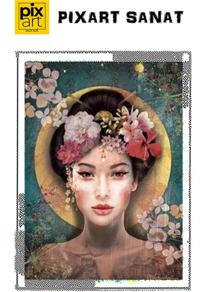 Japon Güzeli Pixart Sanat Elmas Mozaik Tablo Diamond Türkiye 56 x 71 cm